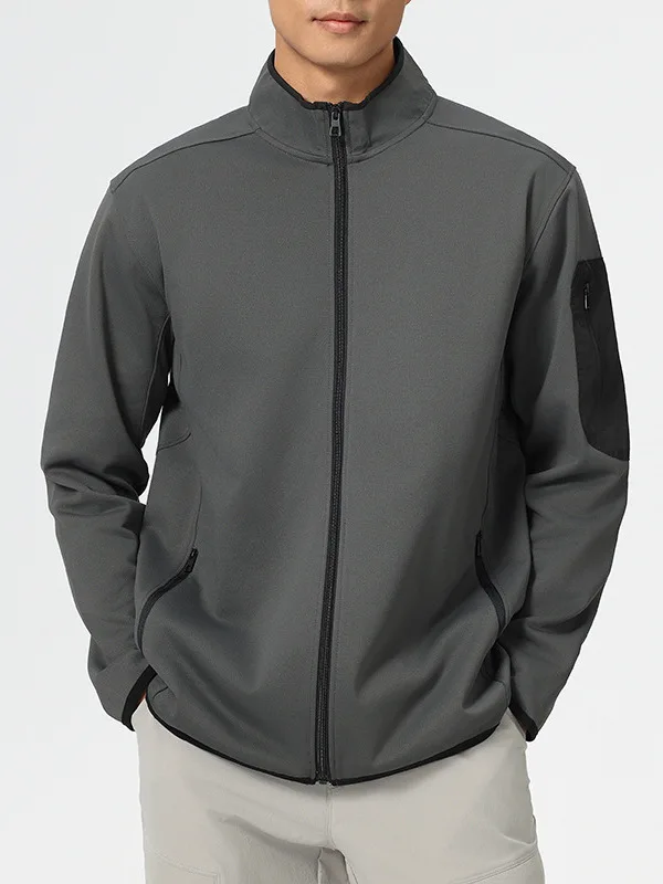 

Men's Casual Sports Jaet Stand Collar Outdoor Windproof Fitting Sle Commuting Long Sve Zipper Closure Winter Coat