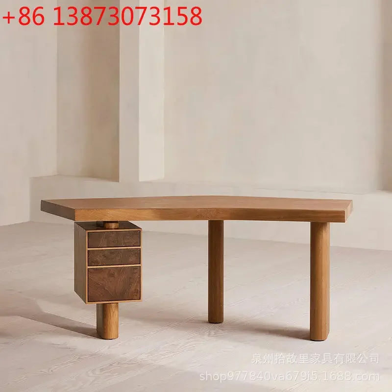 

Solid wood single boss desk creative studio special-shaped desk with drawers