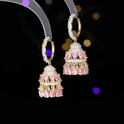 Charm Cubic Zircon Tassel Bell Drop Earrings Fashion Women Jewelry Indian Jhumka Jhumki 2024 Crystal Rhinestone Earrings Gifts