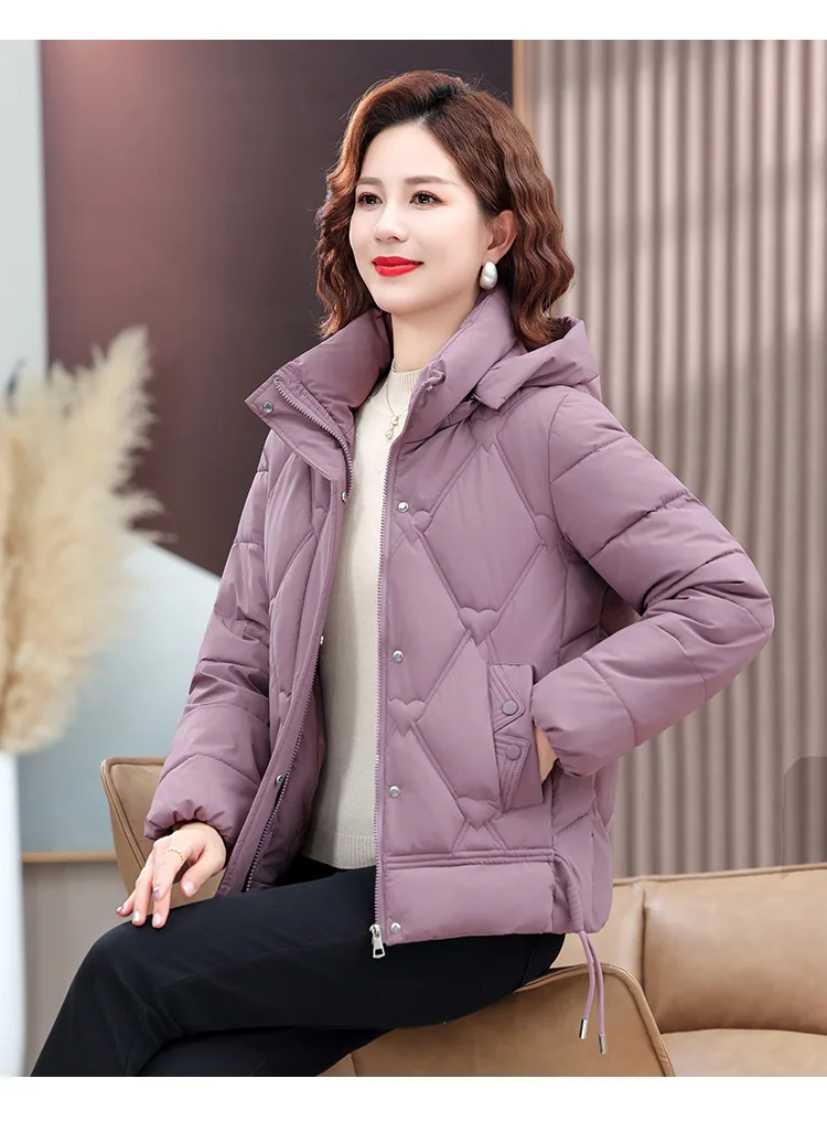 Winter Warm Thick Hooded Puffer Coat for Women L-4XL Windproof Russian Cold Weather Snow Jacket Middle Aged Mom Outerwear Cozy