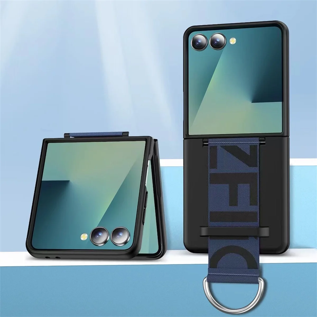 Luxuriöse Matte PC-Handyhülle für Samsung Galaxy Z Flip 8/7/6/5 mit Handschlaufe Ringhalter Handkettenband Cover für ZFlip 7 FE – Detail 26