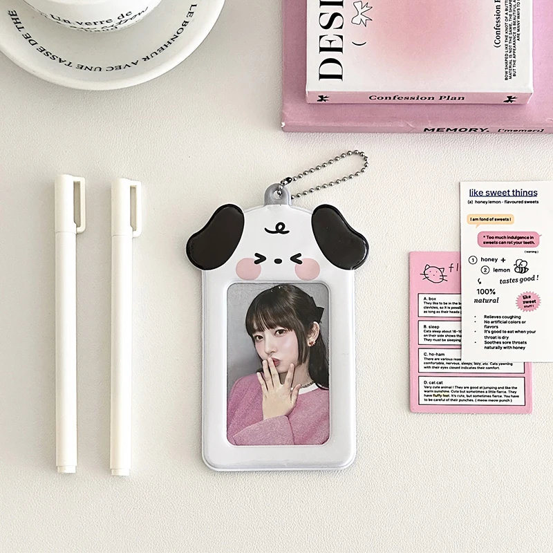 Soporte para sesión fotográfica de 1 piezas y 3 pulgadas, Soporte para tarjeta de fotos Kawaii Kpop, llavero Ins Idol, Protector para tarjetas fotográficas, fundas para tarjetas de autobús