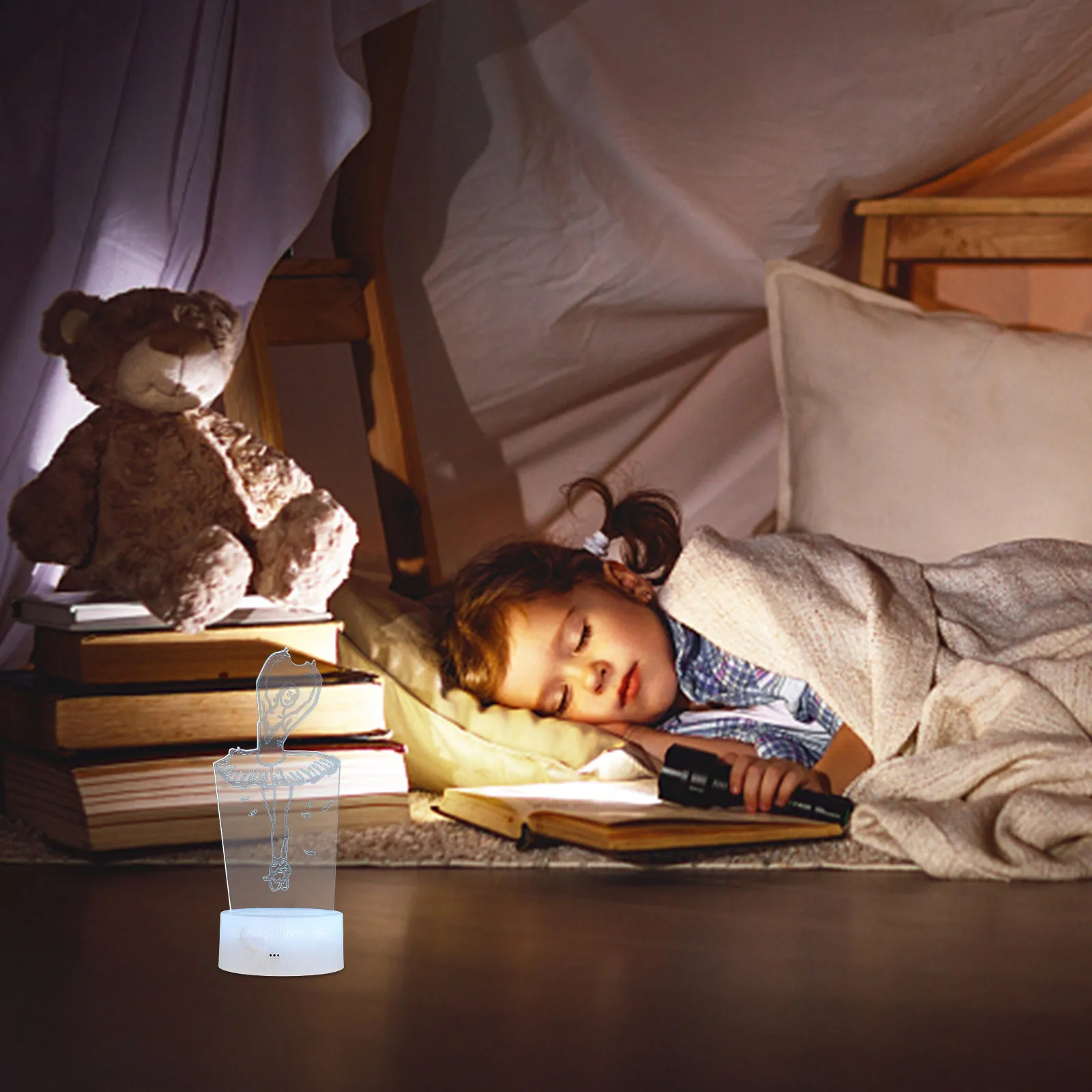 

1 Set 3D Ballet Dancer Night Light Lamp For Bedroom Desktop Decor 16 Colors Changing Atmosphere Lamp Dancer Light