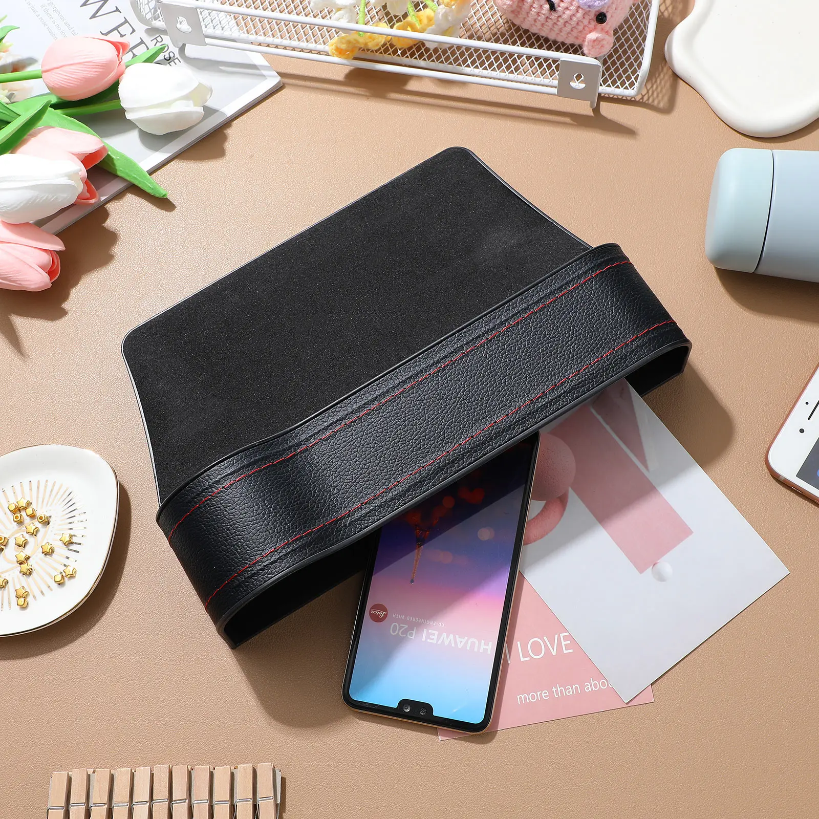 

2 pcs Gap Filler Seat Storage Box Slim Design Drink Phone Document Accessories Seat Crack Filler Car Inserts Between Seats Car