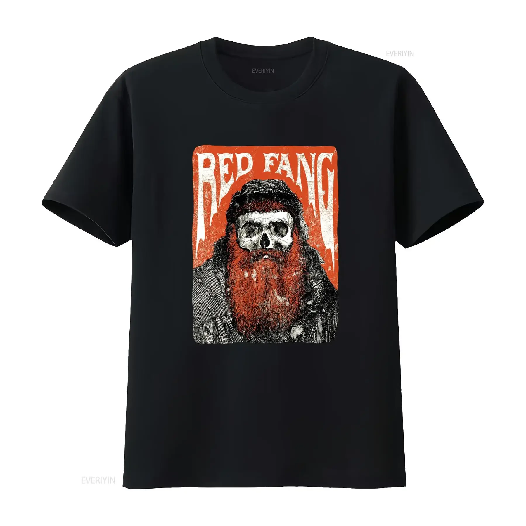 RED FANG Bearded Skull T Shirt Unique Design for Rock Fans vintage Washed Slightly Soft Stretched Breathable Casual streetwear