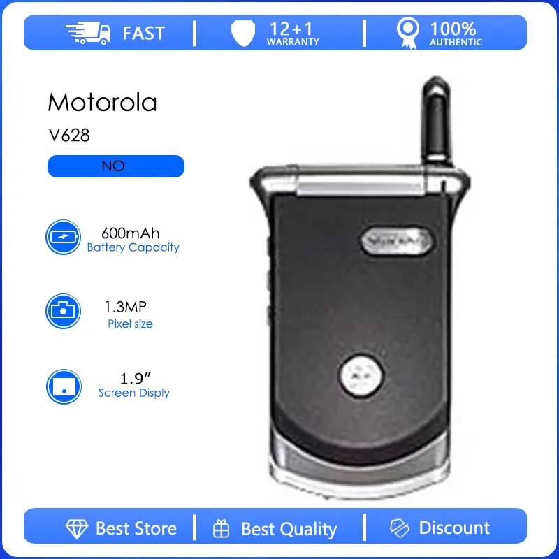Motorola V628 Refurbished-Original V628  Detachable Battery 500 mAh Cell Phone Wholesale Free shipping