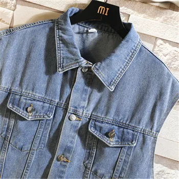 New Denim Vest Men Sleeveless Denim Jacket Casual Waistcoat Men Solid Color Jean Coat Male Streetwear Mens Clothing 2025 5