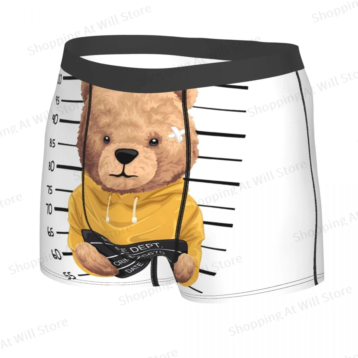 Bear Posing For Mugshot Men Boxer Briefs Teddy Bear Highly Breathable Underpants High Quality Print Shorts Birthday Gifts