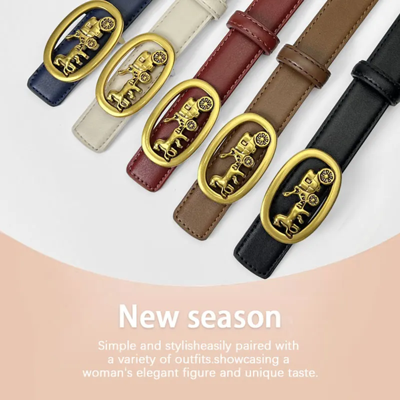 حزام نحيف على شكل عربة نسائية - حزام PU مصمم متخصص مع مدرب عتيق، خيارات متعددة الألوان للجينز والسراويل القصيرة، هدية #2