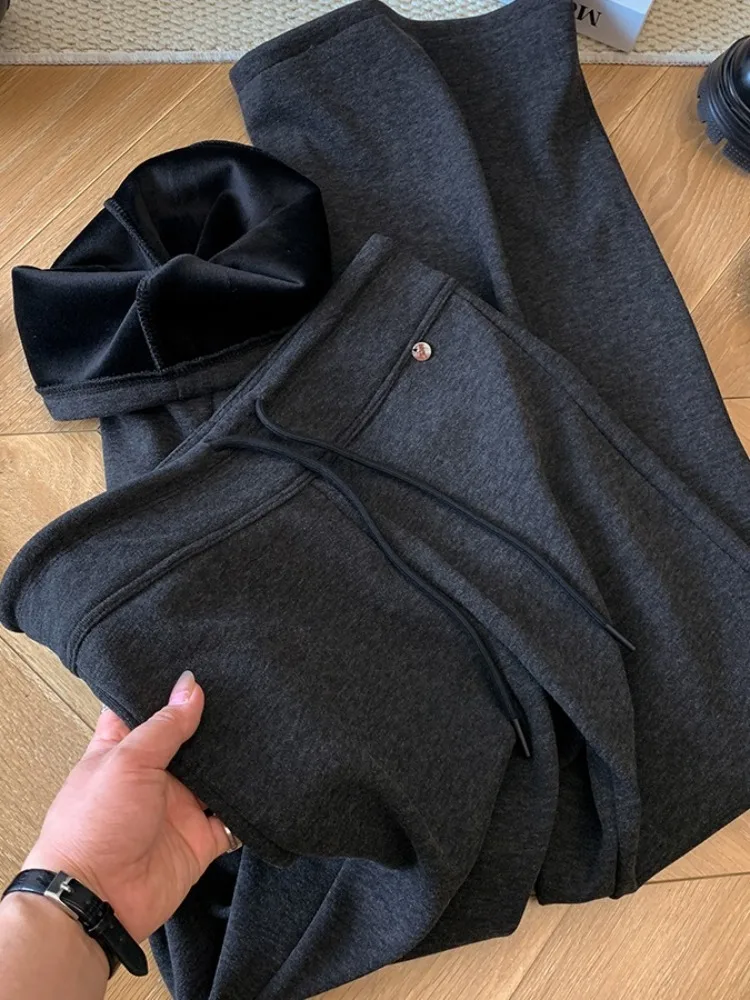 Calças Flare de Cintura Alta para Emagrecimento, Calças Vintage de Perna Larga com Cintura Elástica, Tamanhos Grandes para Outono e Inverno