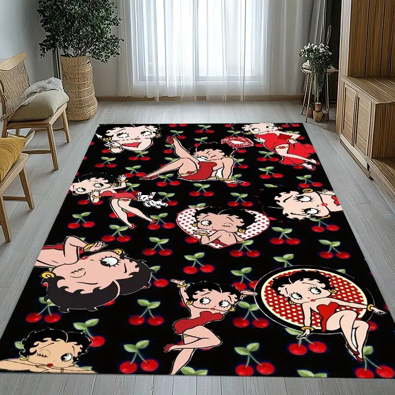3D B-Betty Girl B-Boop Cartoon Area Rug,Soft Non-Slip Carpet Mat for Living Room Bedroom Kids Playroom,Sofa Floor Rug,Home Decor