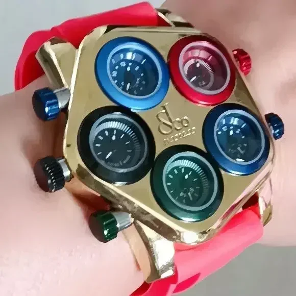 Reloj de cuarzo multihorario para parejas, banda de silicona para celebridades de Internet, reloj de moda para niños y niñas, placa grande