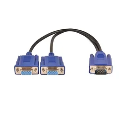 VGA Splitter Cable 1 Computer to Dual 2 Monitor Adapter Y Splitter Male to Female VGA Wire Cord for PC Laptop Hardware Adapters