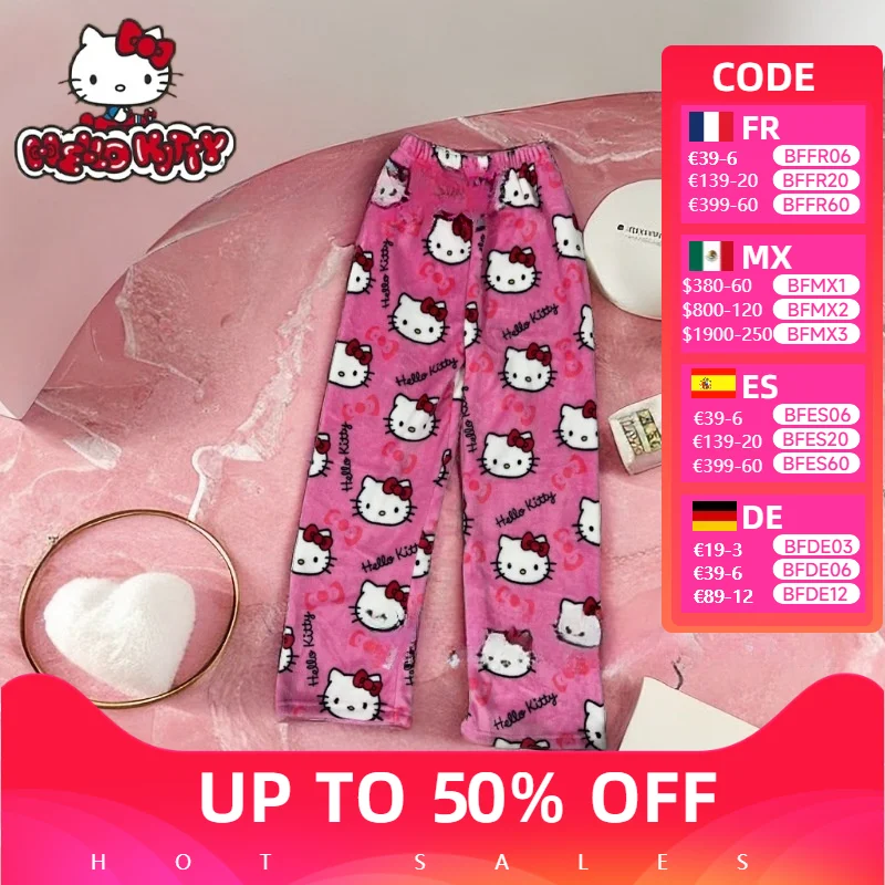 

New Hello Kitty Cotton Loose Summer Style Ladies Pajama Pants Pyjama Trousers Women Cartoon Sleep Bottoms Lounge Wear Girl Sleep