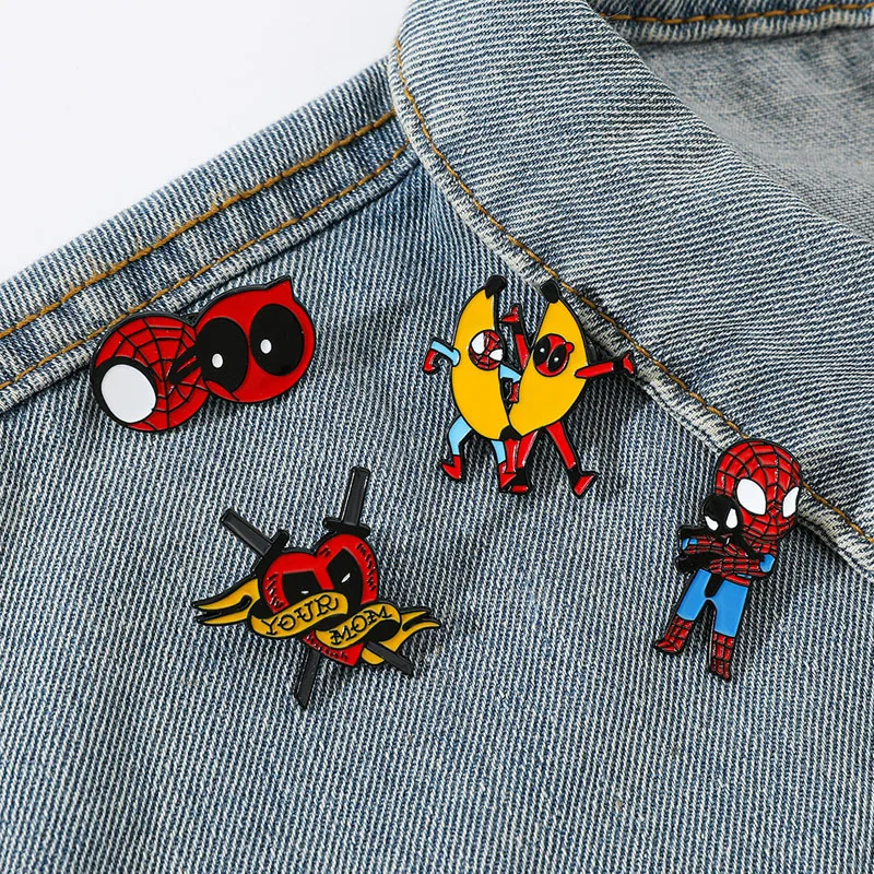 Marvel Cartoon Character Brooches SpiderMan Deadpool Enamel Pins Metal Badge Jewelry Clothing Backpack Accessories