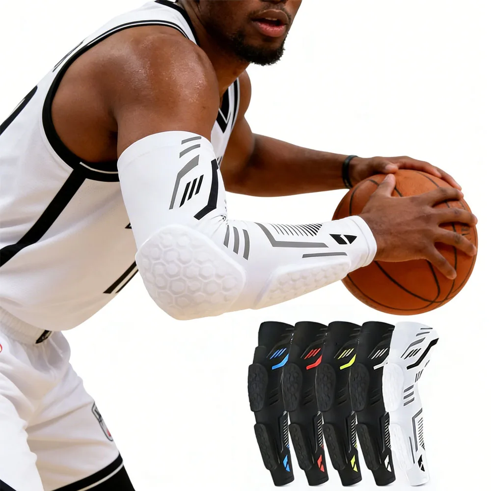 1 Stück Sport Gepolsterte Armstulpen Schützende Kompressions-Ellbogenschoner für Basketball Fußball Volleyball Fitnessstudio Sport Armschutz