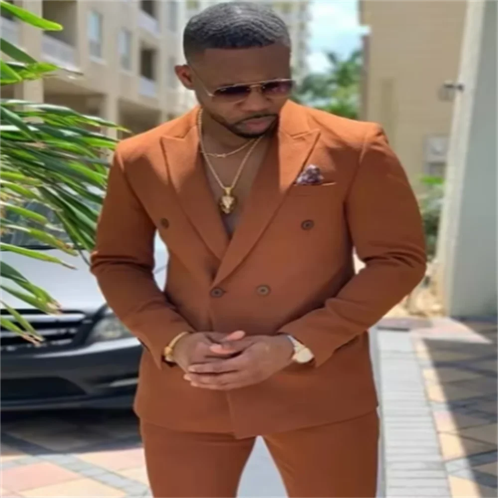 2 Sztuki Nowe Modne Zielone Dwurzędowe Garnitury Męskie Ślubne Slim Fit Smoking Terno Masculino Bal Studniówkowy Marynarka dla Pana Młodego Szyte na Miarę