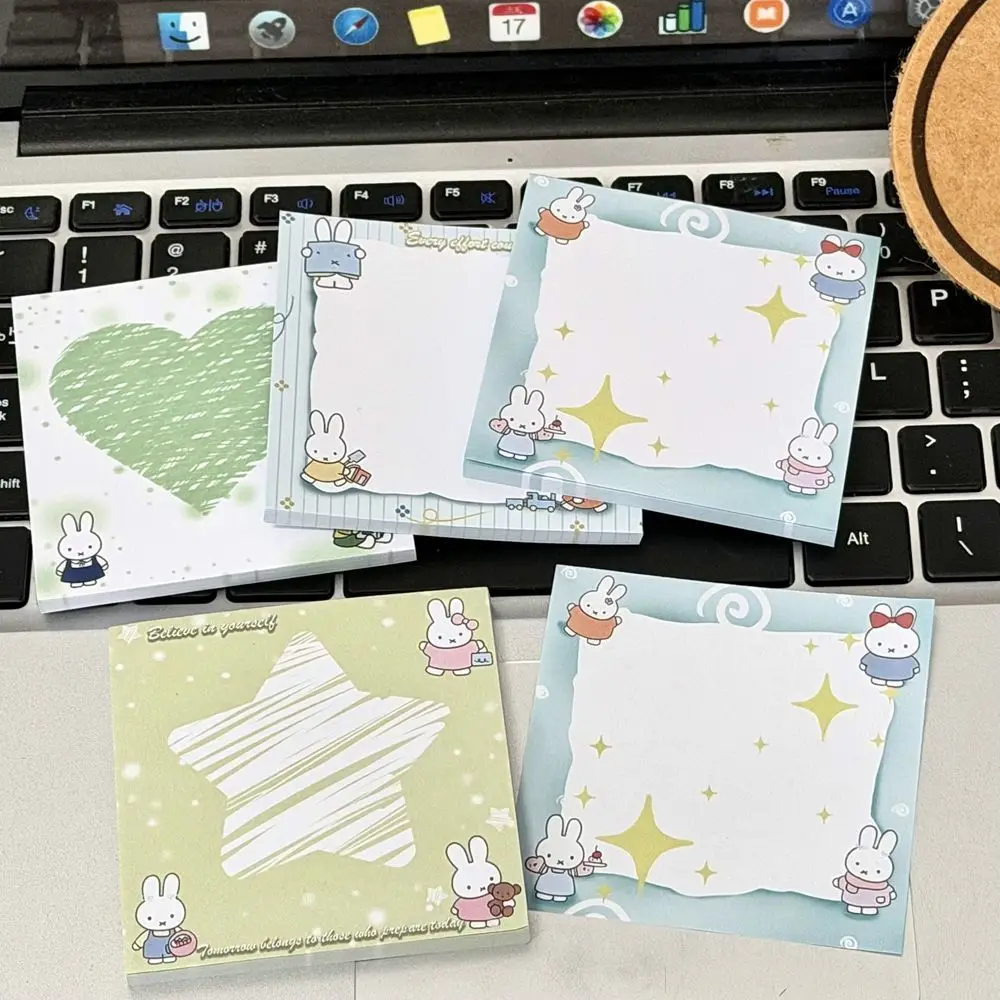 4PCS/SET Cute Miffy Sticky Notes Kawaii Cartoon Self Adhesive Notepad Heart Star Shape Memo Pads Office School Stationery Gift