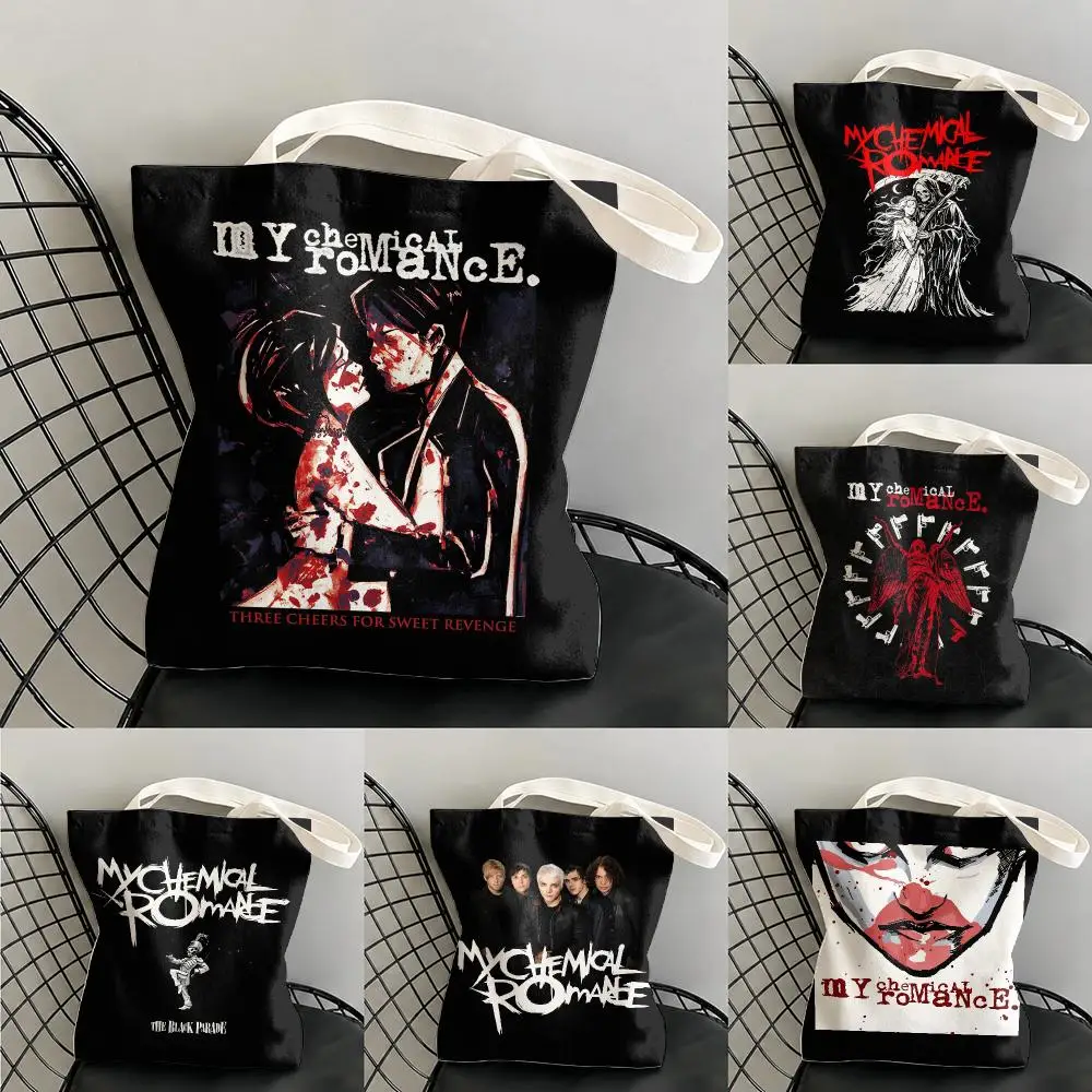 My C-Chemical R-Romance Storage Bags Large Capacity Canvas Tote Bag Double-Sided Print Shoulder Handbag for Daily Shopping