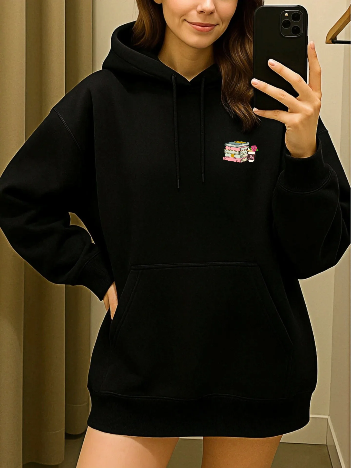 Sudadera con capucha gráfica para mujer, estampado de letras, estilo estético informal, tela suave, uso diario informal, para adolescentes