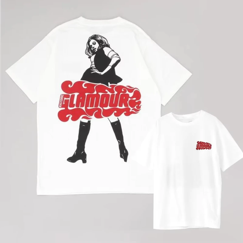 Sommerliches Gothic-Print-T-Shirt im Y2K-Look, kurzärmeliges Oberteil, Harajuku-Street-Retro-Street-Style, Alltagskleidung