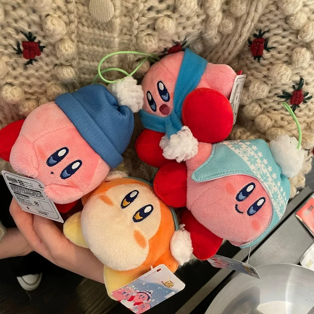 Kirby Plush Keychain Light Dark Blue Hat Scarf Earmuff Waddle Dee Backpack Pendant Collectible Ornament for Anime Fans
