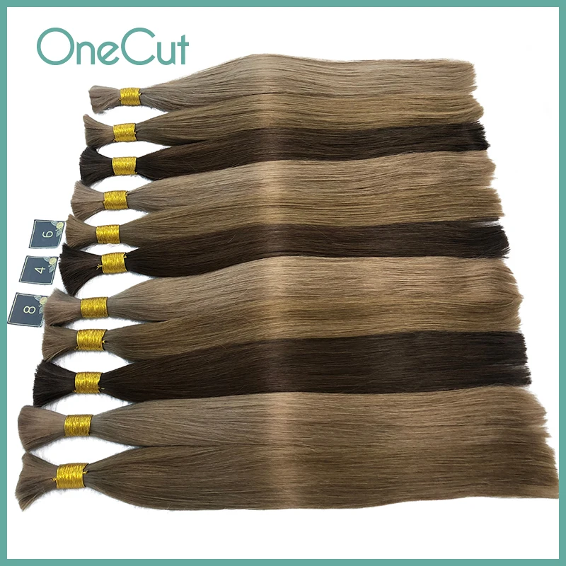 Straight Bulk Hair Bundles 100% Human Hair Unprocessed Remy Hair Extension Machine Made Bulks Hairpiece 100g Natural Blonde Hair