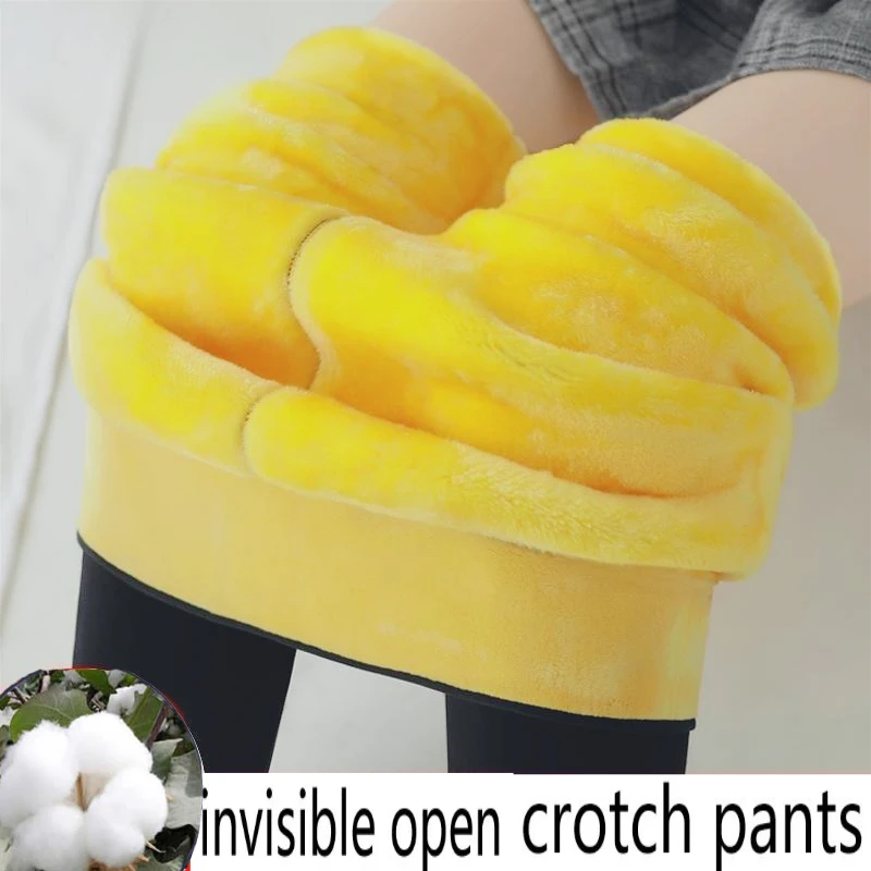 

Invisible Open-crotch Pants, Winter Leggings, Lamb Wool Women's Outer Wear Fleece Thickened Thermal Cotton Pants, Outdoor,