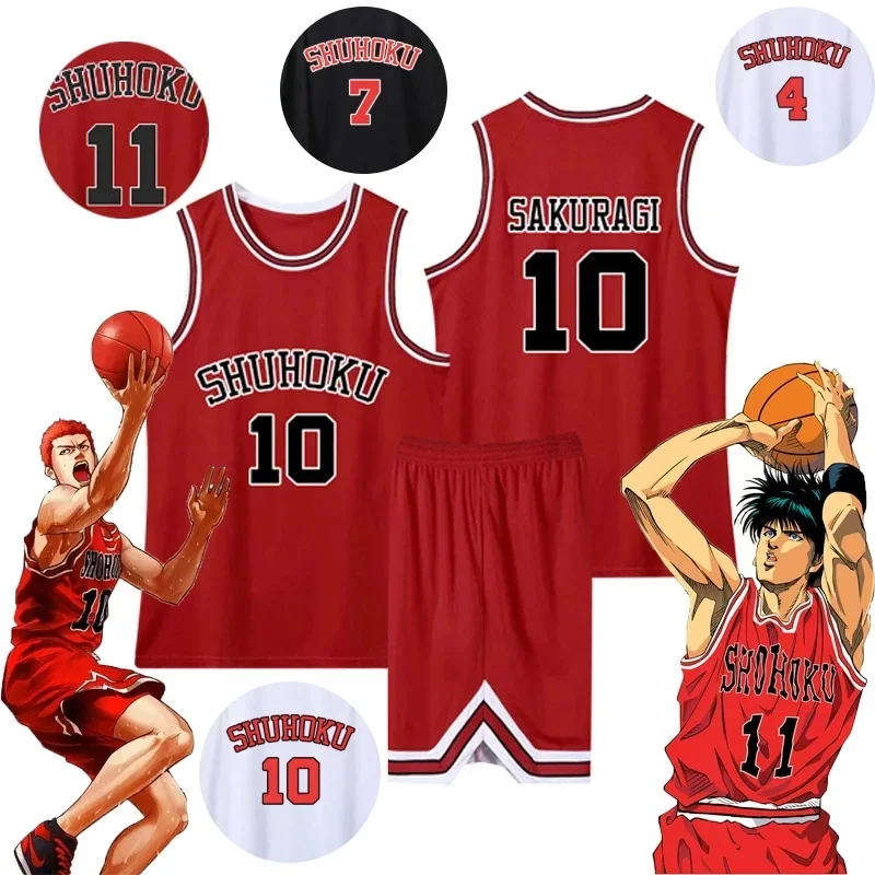 Anime Sakuragi Hanamichi Cosplay Slam Dunk Jersey Shohoku School Basketball Team Sportswear  Adult Children Kaede Rukawa Cosplay