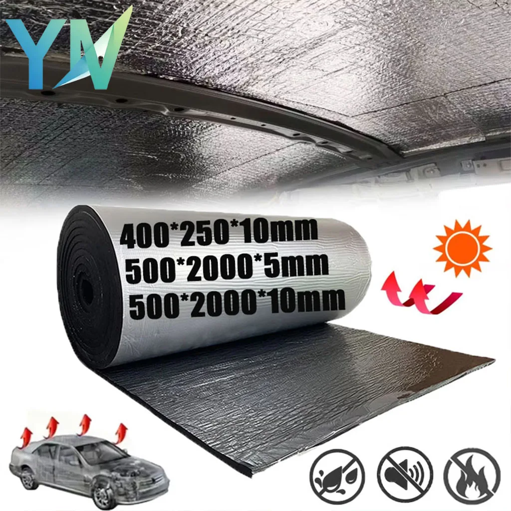 Lámina de Aluminio de 5mm y 10mm de Grosor, Aislante Térmico y Acústico, Autoadhesiva, para Capó de Motor de Coche, Puerta, Barriera Térmica