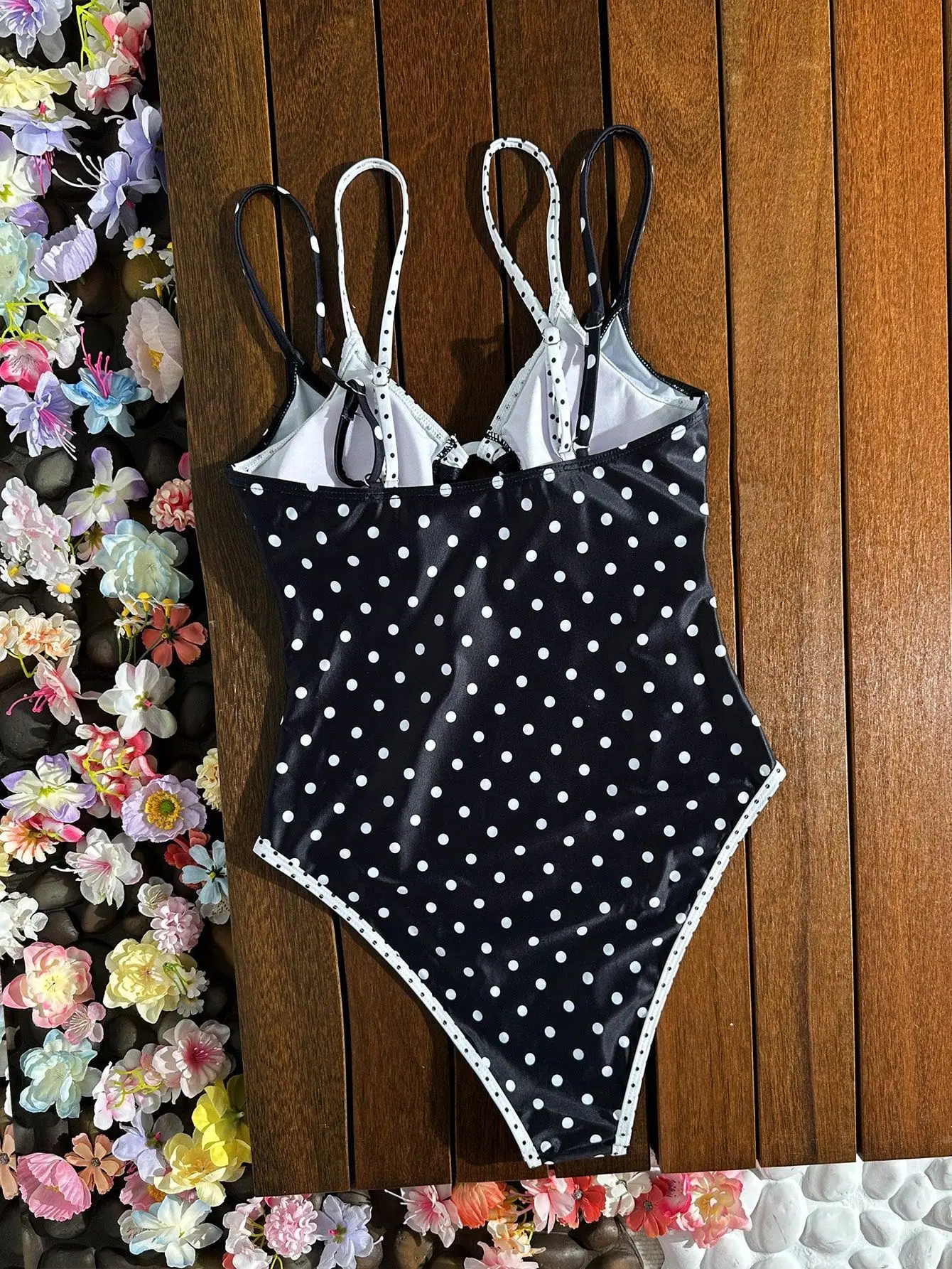 Sexy polka dot print fake two pieces swimsuits One Piece ring Swimwear Bodysuits Women Biquini Bathing Suits tankini trikini