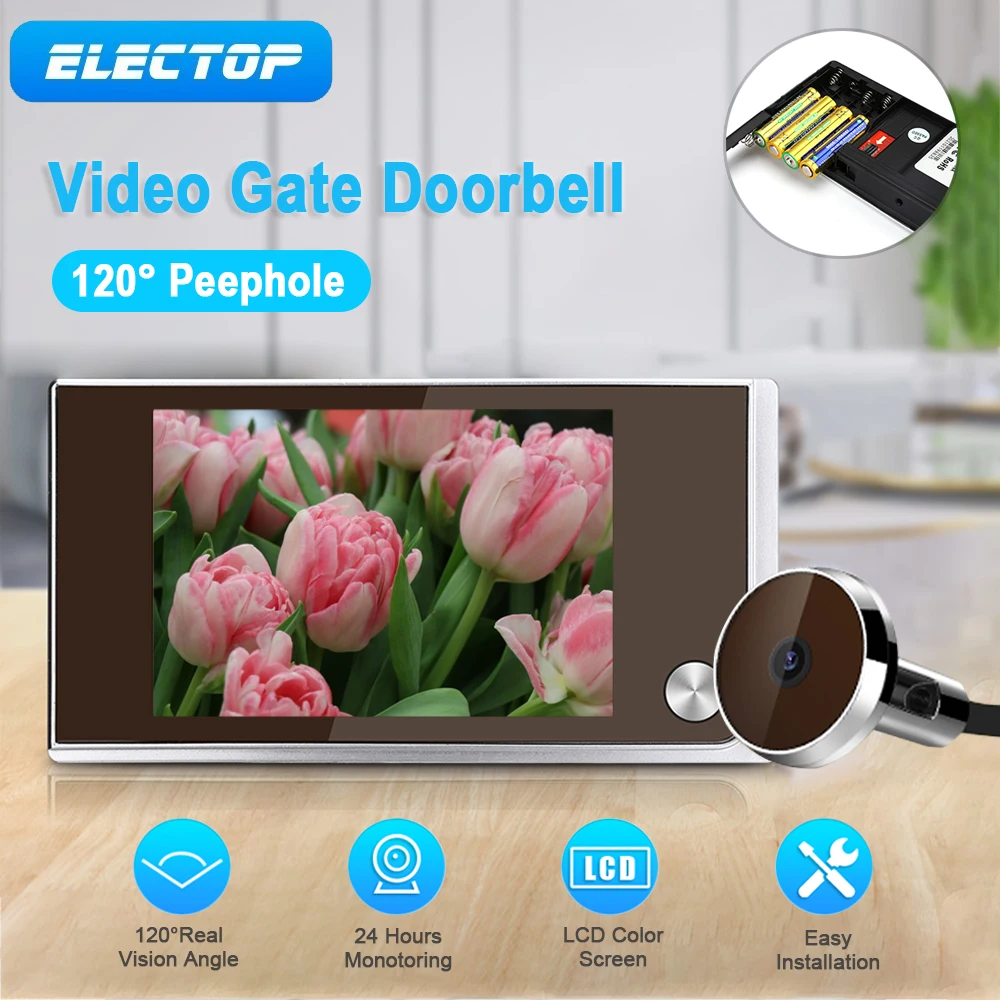 ELECTOP Video Gate Doorbell Smart Home 3.5 Inch LCD 120° Peephole Wireless Door Bell Camera Monitor Digital Door Peeper Viewer