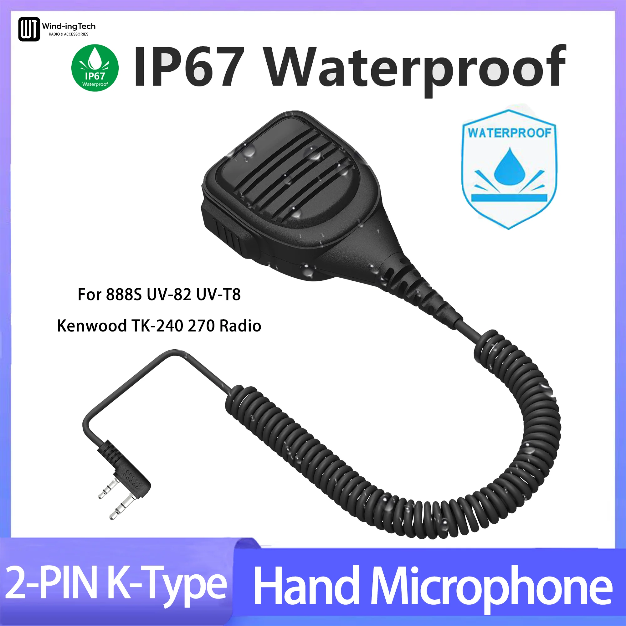 4021 Shoulder Mic UV-25M Walkie Talkie Microphone 2-PIN K-Type With 3.5mm Jack Compatible With Baofeng Quansheng Kenwood Radio