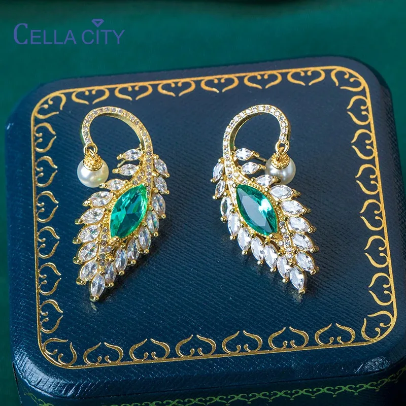 

Женские серьги-гвоздики из серебра с зеленым цирконием, 5 А