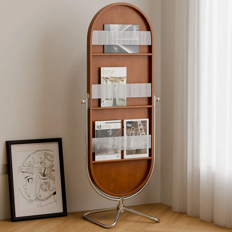 

Art magazine rack, multifunctional full body mirror, bedroom, creative rotating mirror, acrylic multi-layer book and newspaper