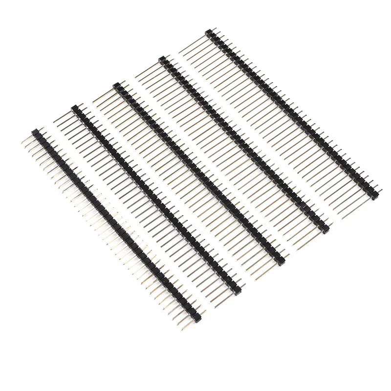 10Pcs 2.54mm Pin Header Single Row Straight Copper Needle Gold Plating 1 * 40Pin 1X40P Length 11.4/13/15/17/19/ 21/23/25/30/40mm