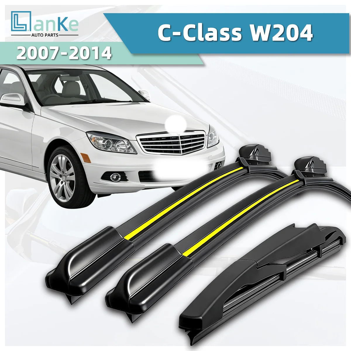 Lanke Wiper Fit For Mercedes Benz C-Class W204 (2007-2014) Natural Rubber Strip Boneless Silent Car Windshield Wiper Auto Parts