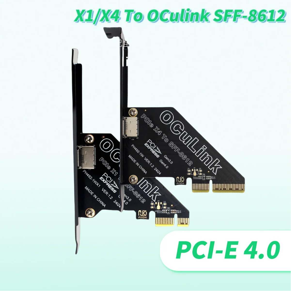 2025 NEW PCIe 4.0 X1/X4 To Oculink SFF8611 & 8612 Expansion Card External U.2 SSD SFF-8639 External Graphics Card 64Gbps 16Gbps