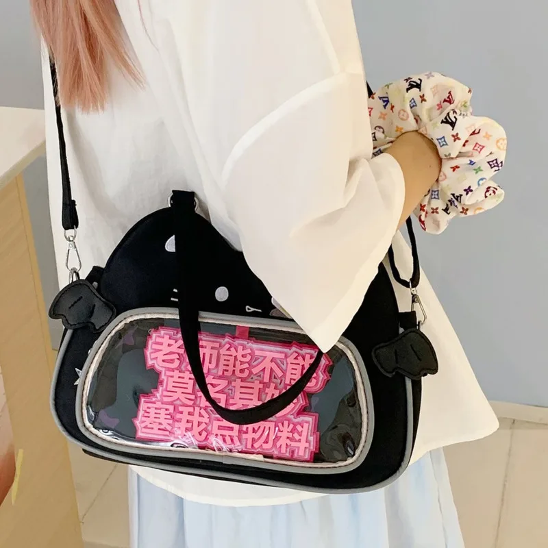 Devil Cat Itabag Y2K Japanese Cute Lightweight Transparent Millet Shopping Commute One Shoulder High Capacity Girl Cross Bag New