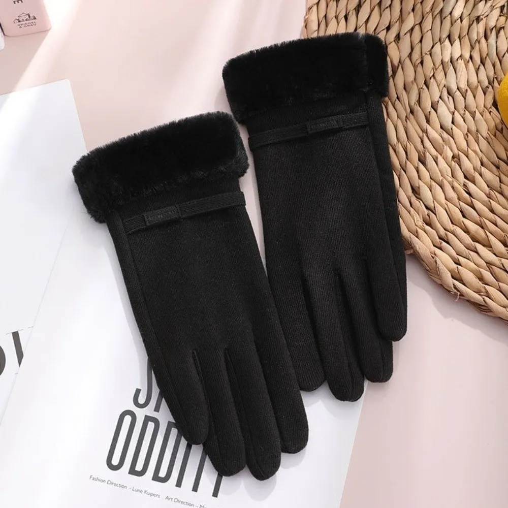 New Plush Winter Gloves Warm Touchable Screen Driving Mittens Full Finger Touch Screen Gloves Girls