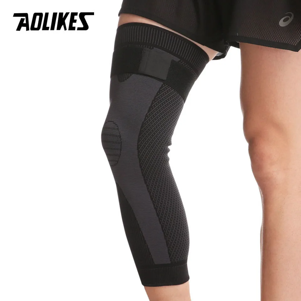 AOLIKES 1PCS Sports Knee Brace Long Sleeve Cycling Running Workout Gym Sports Knee Pad Fitness Compression Knee Support