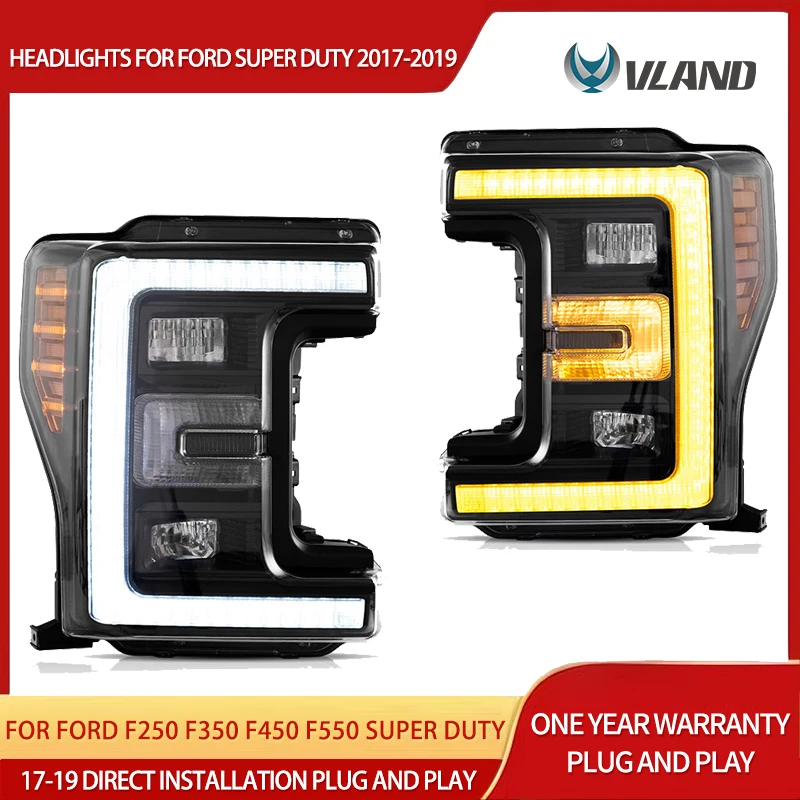 

17-19 F250 F350 F450 F550 Super Duty VLAND Полностью светодиодные фары в сборе DRL Последовательный указатель поворота Plug and Play