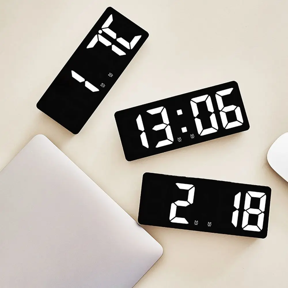 Creative Number Clock Color Nightlight Temperature Calendar Alarm Clock LED Large Number Electronic Clock Backlight Home Decor