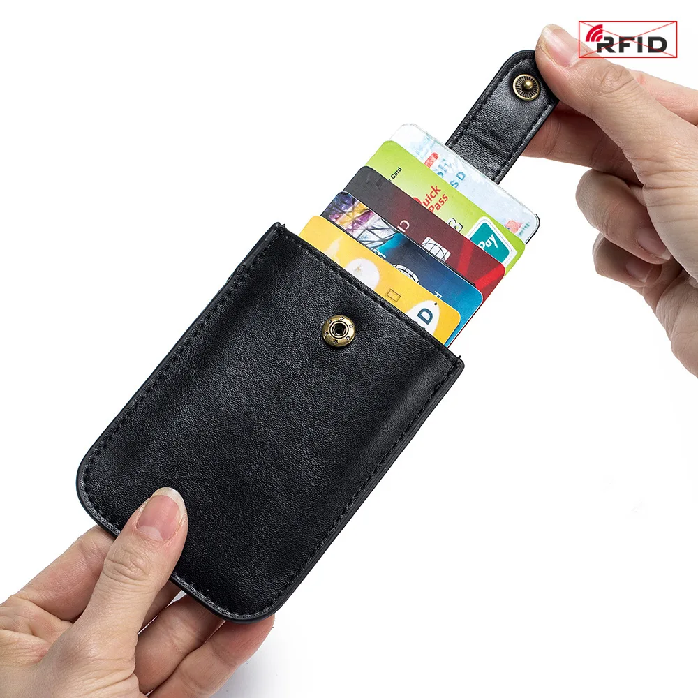 

Classic Retro Pull-tab Card Holder RFID Genuine Leather Ultra-thin Multi-card Holder Card Case Portable Small Business Card Hold