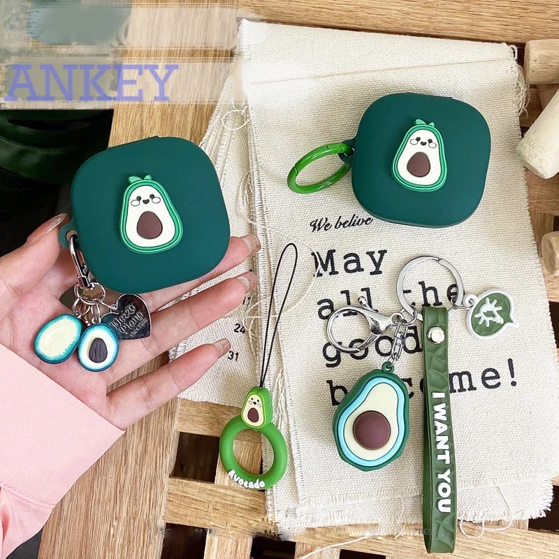 Case for EDIFIER NeoBuds Pro Cute Cartoon Avocado Ring Chain Rope Earphone Case Silicone Shockproof Protect