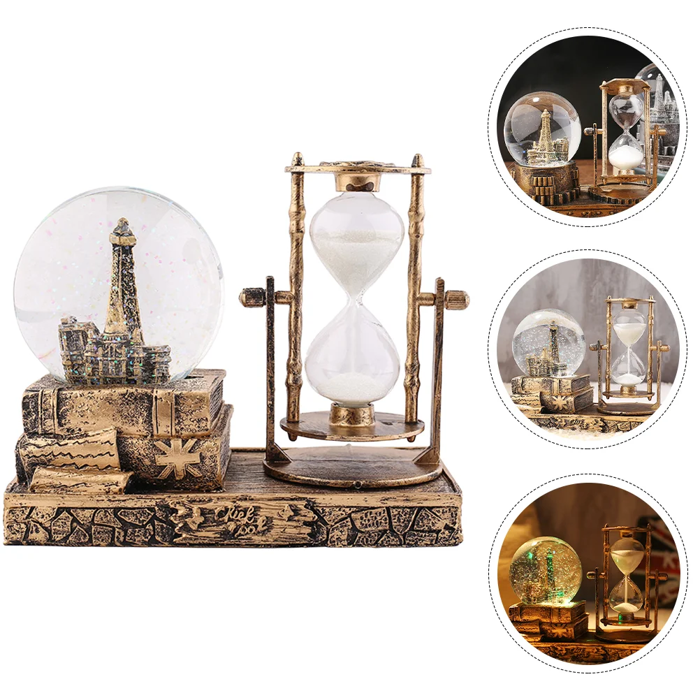 Crystal Decorations Room Sand Clock for Home Ball Sphere Resin Office Portable Student Craft