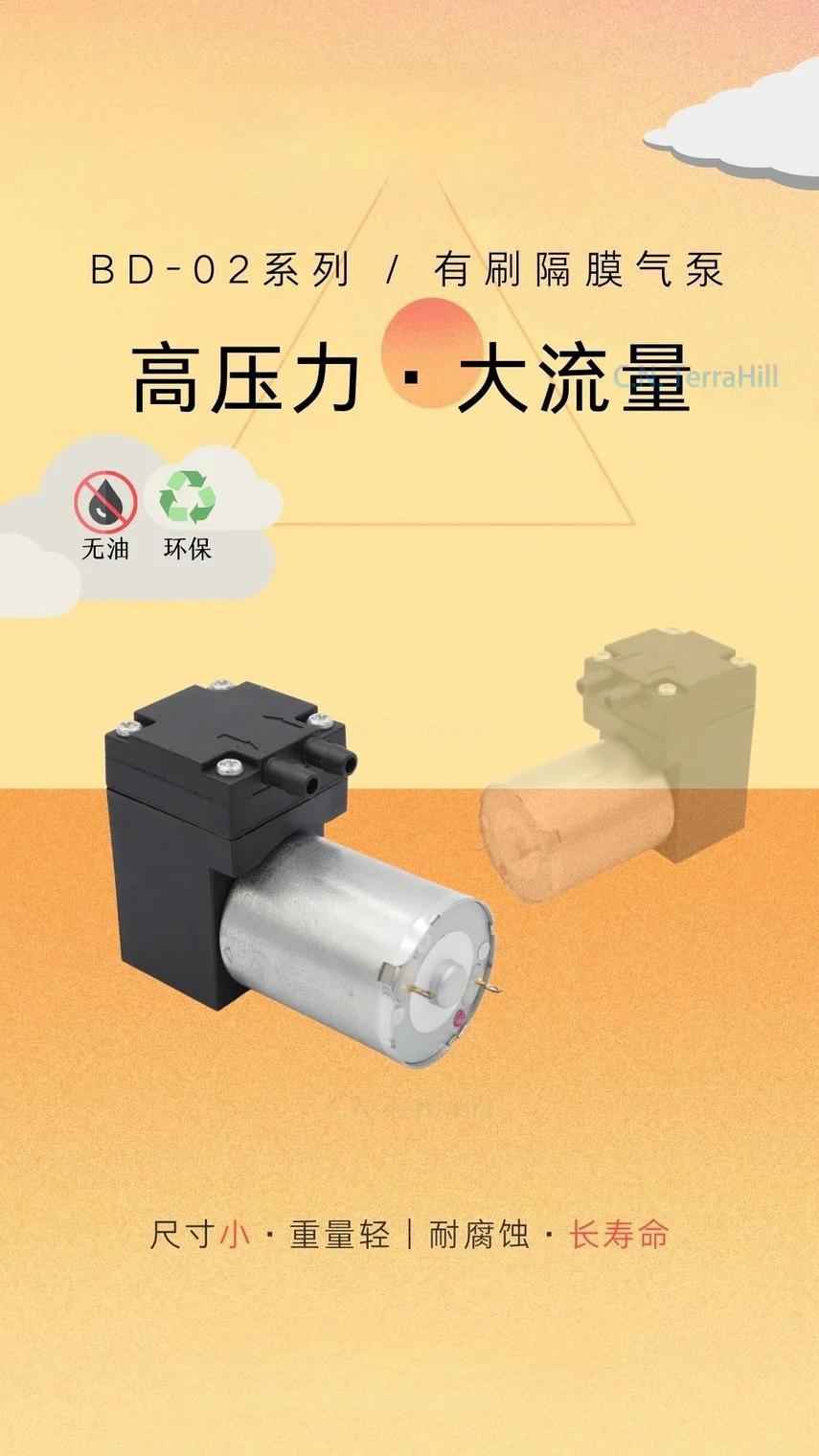Miniature Diaphragm Pump 6V 12V 24V Long-Life Carbon Brush Brushless 1-3L/min Portable Air Pump