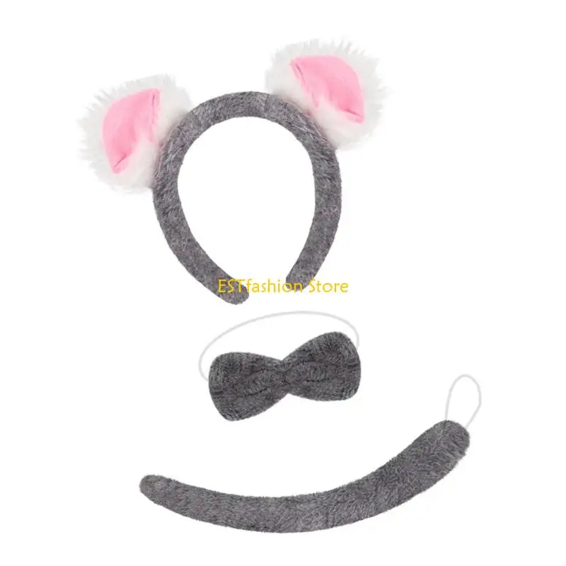 Accesorios vestuario y5gc koala orejas koala diadema Tail corbata cosplay disfraces Halloween