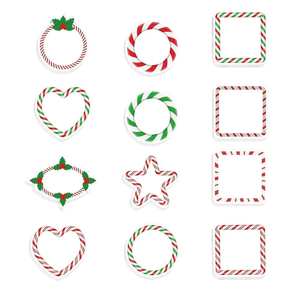 

1Sets Christmas Mini Notepads Candy Pattern 12 Books Self Stick Memo Pads Festive Holiday Theme for Office School Home Kitchen