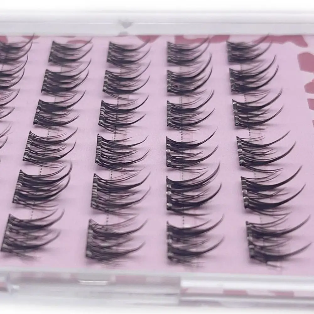 Grupos de pestañas autoadhesivos, sin necesidad de pegamento, prensa en pestañas, pestañas preadheridas finas naturales reutilizables